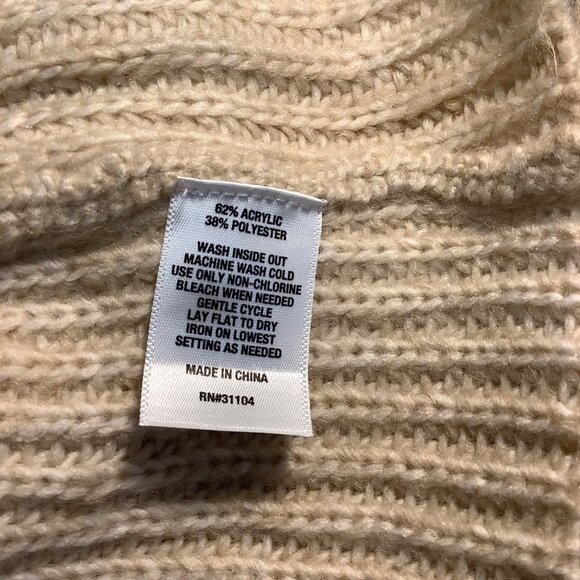 Biltmore Womens Small Oatmeal Ribbed Sweater Pullover Crewneck Retro Cozy Knit - Picture 7 of 7